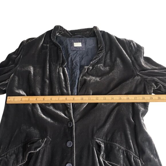 Poetry Velvet Blazer Silk Blend Jacket Womens 12 Gray Velvet Longline Pockets - Picture 13 of 16